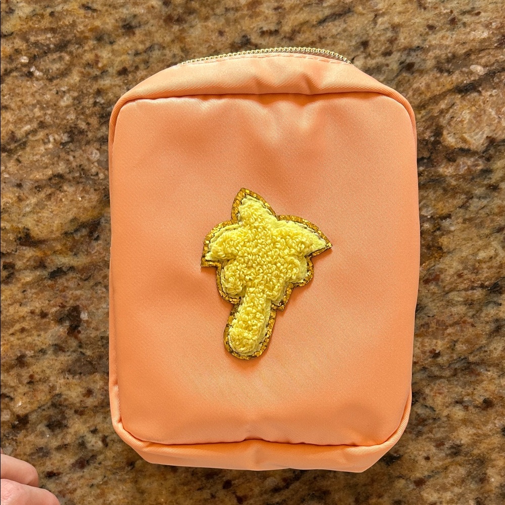 Orange Pouch with Yellow Palm Tree Patch